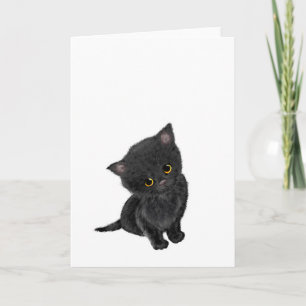 Cuidada tarjeta de saludos de gatito negro