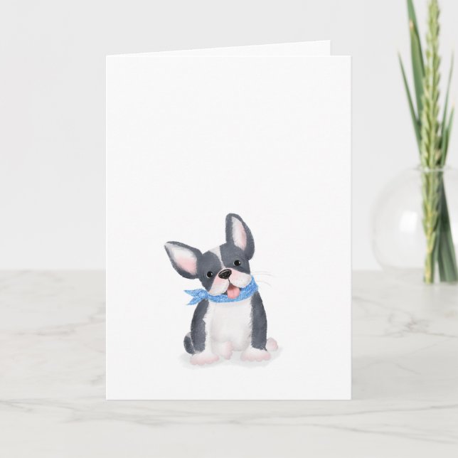 Cuidada tarjeta en blanco de bulldog francés (Anverso)