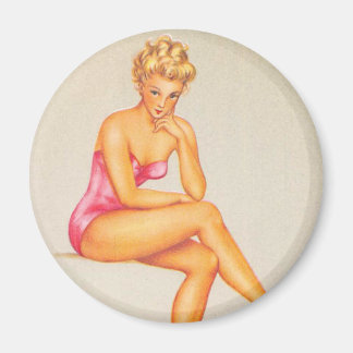 Cuidada vendimia Chica Pin Up Imán fotográfico