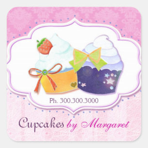Cuidada y elegante panadería Cupcakes Etiqueta de 