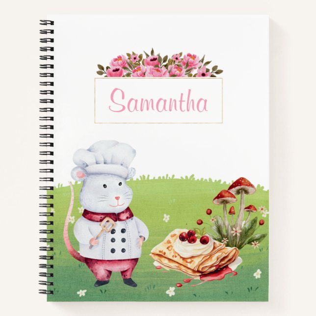 Cuidado chef acuarela libro de cocina floral perso (Anverso)