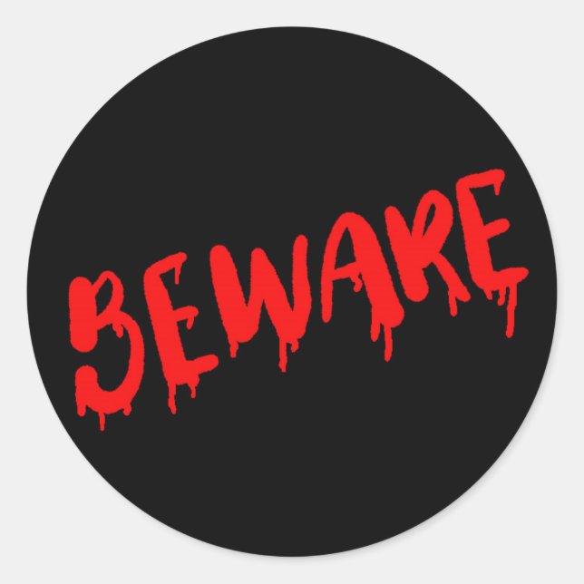 Cuidado con el pegatina de Halloween (Anverso)