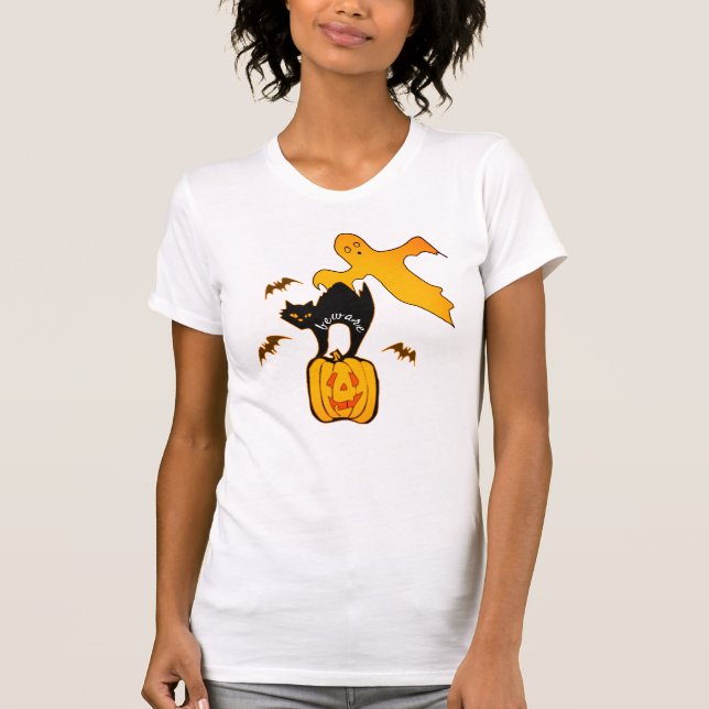 Cuidado con la camiseta de Cat Halloween - ¡Loco G (Anverso)
