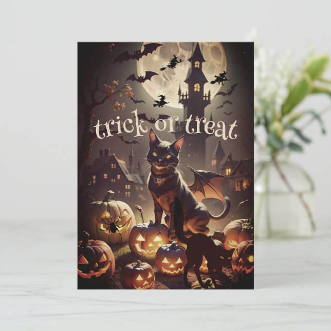 Cuidado con la invitación de la fiesta de Hallowee (Anverso de pie)