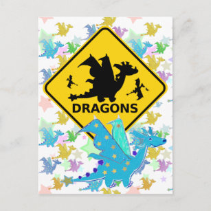 Cuidado con la postal del Dragón Personalizado Azu