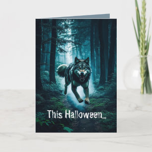 Cuidado con la tarjeta de halloween de luna llena