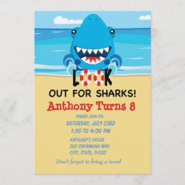 Cuidado Con Los Tiburones... Invitación Al Cumplea
