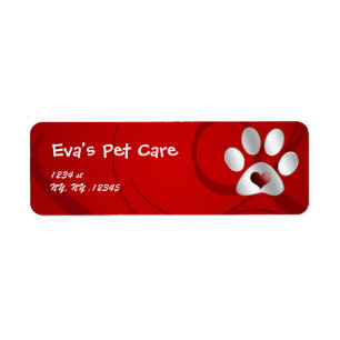 cuidado de mascotas Etiqueta de dirección de retor