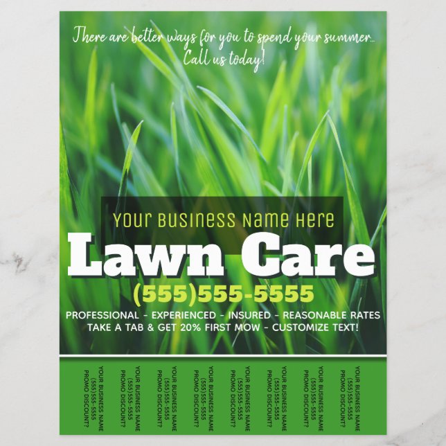 Cuidado del Césped. Hoja de cálculo de publicidad  (Frente)