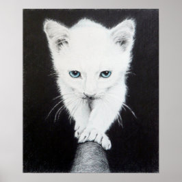 Cuidado gatito blanco Arte de dibujo animal Amante