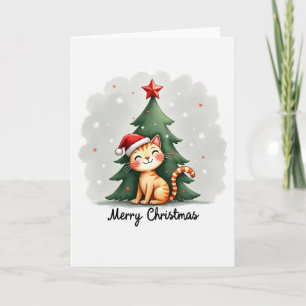 Cuidado gato de Tabby en tarjeta de Navidades de S