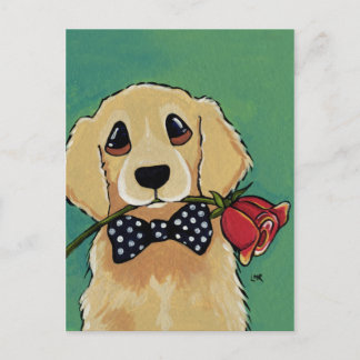 Cuidado Golden Retriever | Postal de arte de perro