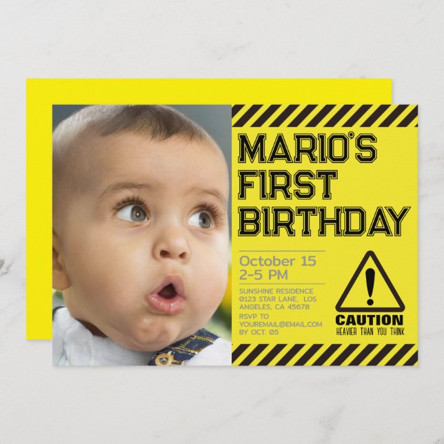 ¡Cuidado! Invitación divertida a la fiesta de cump (Anverso / Reverso)