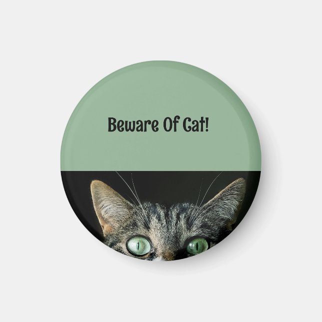 Cuidado Personalizado Con El Imán Verde Del Gato (Frente)