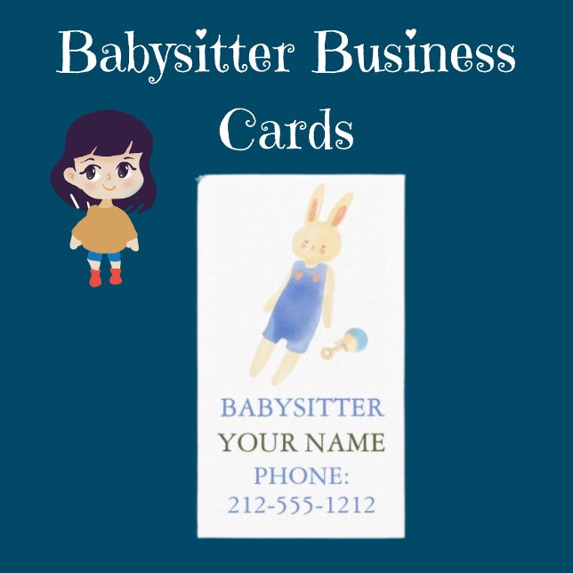 Cuidados Bunny Watercolor Babysitter Tarjetas de N (Subido por el creador)