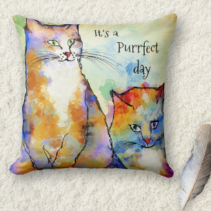 Cuidados Gatos Coloridos Pintados Almohada