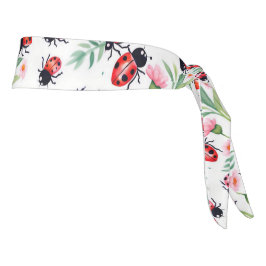 Cuidados ladybugs y flores patrón blanco