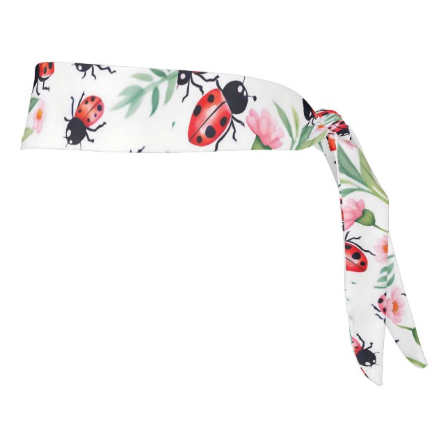 Cuidados ladybugs y flores patrón blanco (Girar 90)