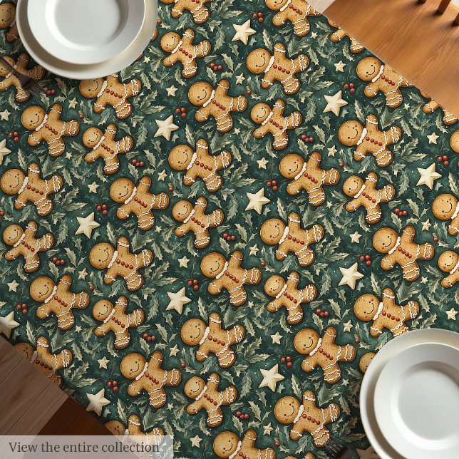 Cuidados Navidades crema mantel de hombre (Cute Christmas gingerbread man tablecloth)