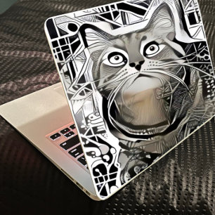 Cuidados pegatinas de piel de gatos negros y blanc