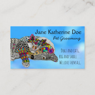 Cuidados y coloridos tarjetas de Mascota Grooming