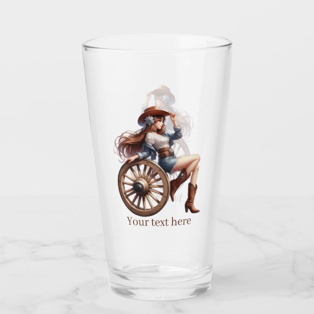 Cuidadosa chica occidental añadir texto (Anverso)