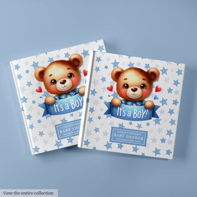 Cuidadosamente es un libro de oro de peluche para  (Cuddly It’s a boy teddy bear guest book for boys)