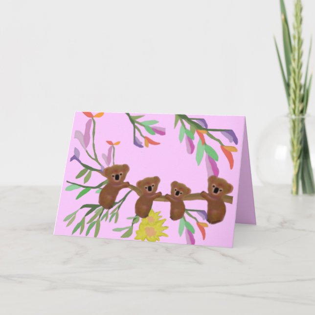 Cuidadosamente Koala abraza la tarjeta del día de  (Anverso)