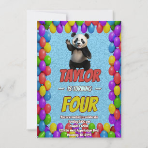 Cuidadosamente Panda Bear Tema Invitación de cumpl
