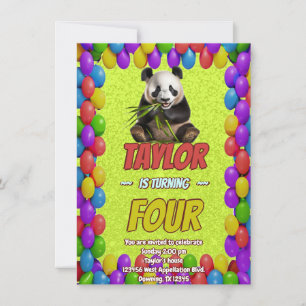 Cuidadosamente Panda Bear Tema Invitación de cumpl