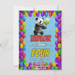 Cuidadosamente Panda Bear Tema Invitación de cumpl