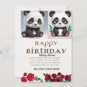Cuidadosamente panda, tarjeta de cumpleaños escrib