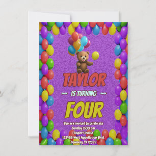 Cuidadosamente Teddy Bear Tema Invitación de cumpl