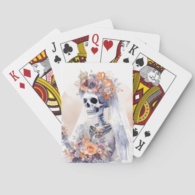 Cuidadoso esqueleto de Halloween Cartas de póquer (Reverso)