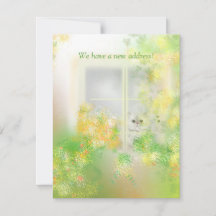 Cuidar gato en una ventana Nueva tarjeta plana de