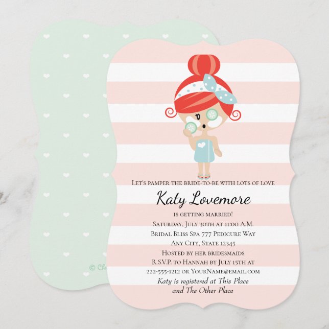 Cuide el Redhead nupcial de las invitaciones en (Anverso / Reverso)