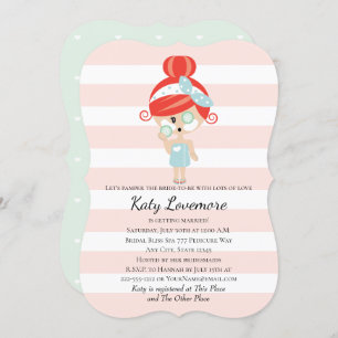 Cuide el Redhead nupcial de las invitaciones en