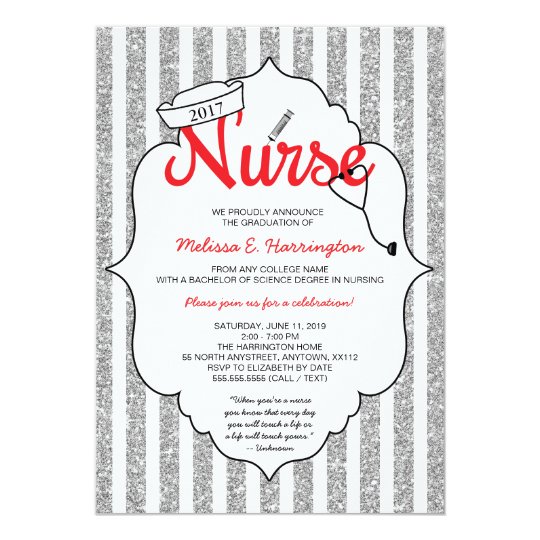 Cuide la fijación, fiesta de la enfermera, ROJO de Invitación 12,7 X 17,8 Cm