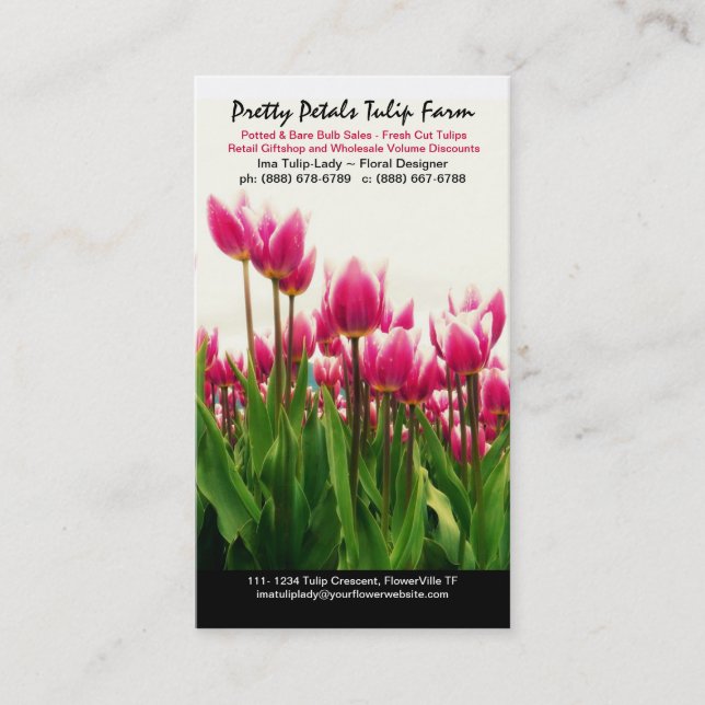 Cultivador del tulipán o tarjeta de visita floral (Anverso)