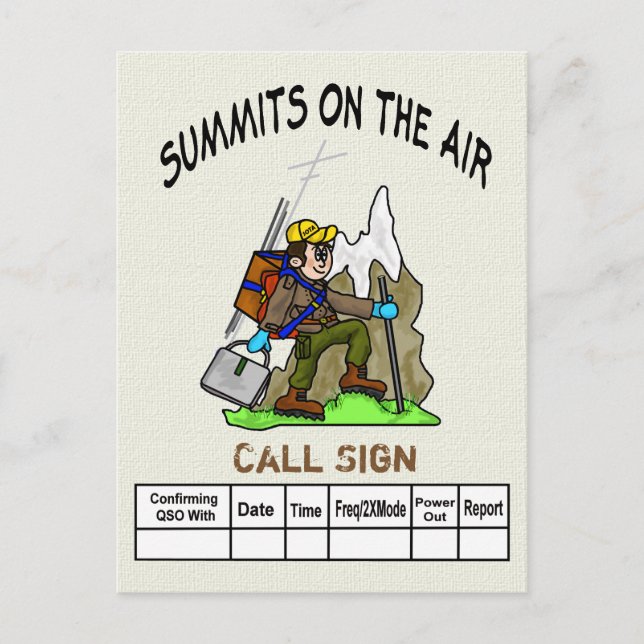 Cumbres Sobre La Tarjeta QSL Ham Del Personalizado (Anverso)