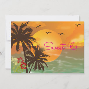 Cumple Dulces Dieciséis, Tropical, Invitación de L