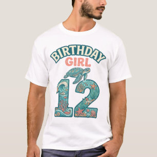Cumpleañera 12 Tortuga Marina Océano Camiseta Vint