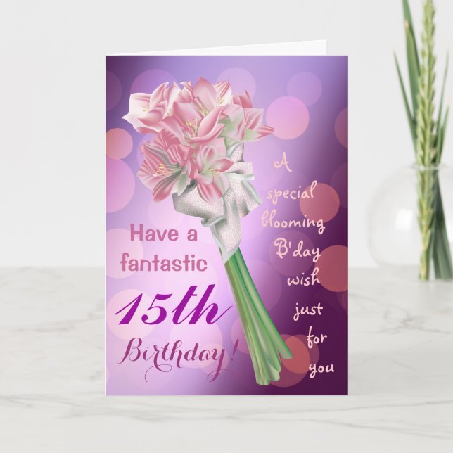 Cumpleaños! - 15.ª tarjeta de felicitación de flor (Anverso)