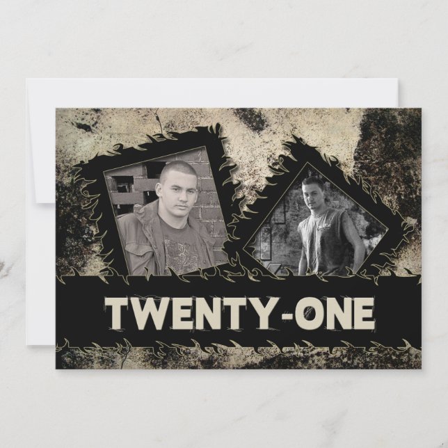CUMPLEAÑOS 21ª INVITACIÓN - GRUNGE - DOS FOTOS (Anverso)