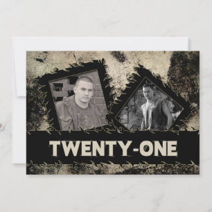 CUMPLEAÑOS 21ª INVITACIÓN - GRUNGE - DOS FOTOS