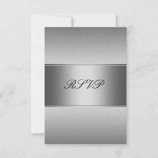 Cumpleaños 21 RSVP Gris Plateado Metal Negro (Anverso)