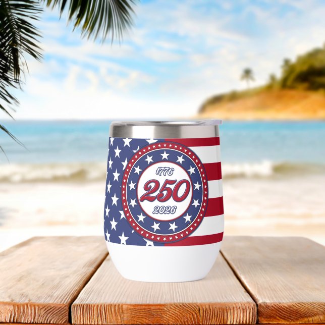 Cumpleaños 250 de América con bandera de EE. UU. (Playa)