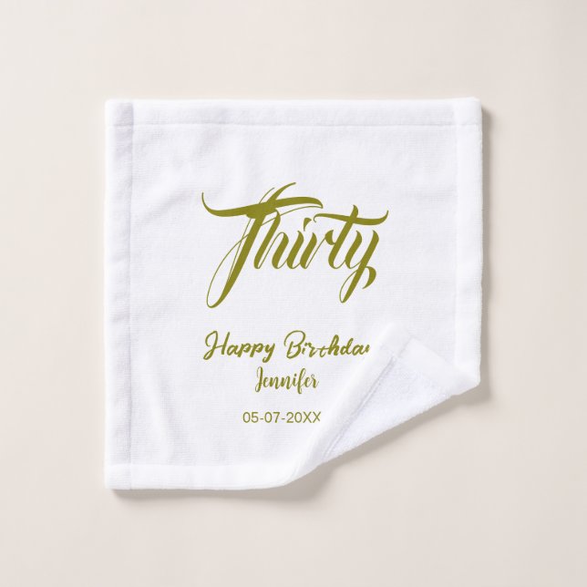 cumpleaños 30 nombre fecha año plantilla oro thi (Toallita)