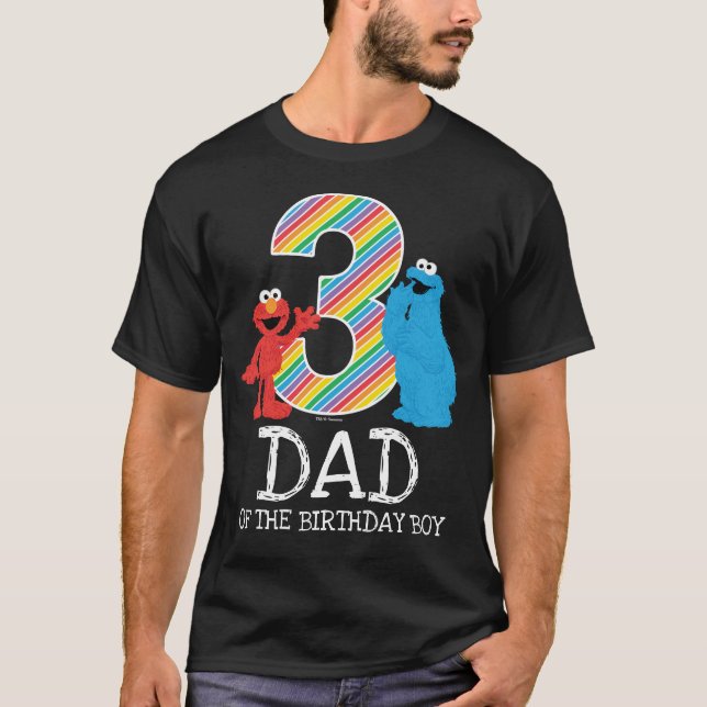Cumpleaños 3 de Sesame Street Rainbow | Camiseta p (Anverso)