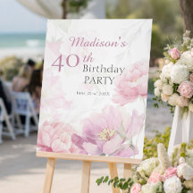 Cumpleaños 40 Blush Pink Watercolor Peony